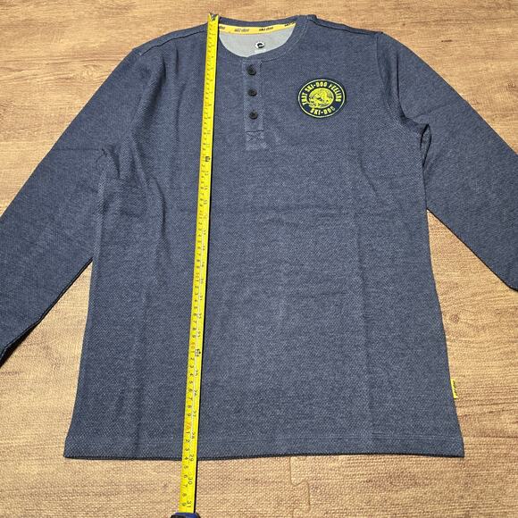 Ski-Doo Men's Waffle Knit Thermal Long Sleeve Henley Denim Blue NWT - Picture 3 of 11